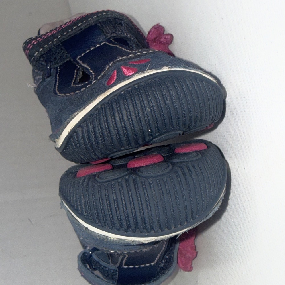 Stride Rite SRT Teagan Navy Blue Leather Mary Jane Shoes Toddler Girls Size 8.5 - Picture 4 of 8